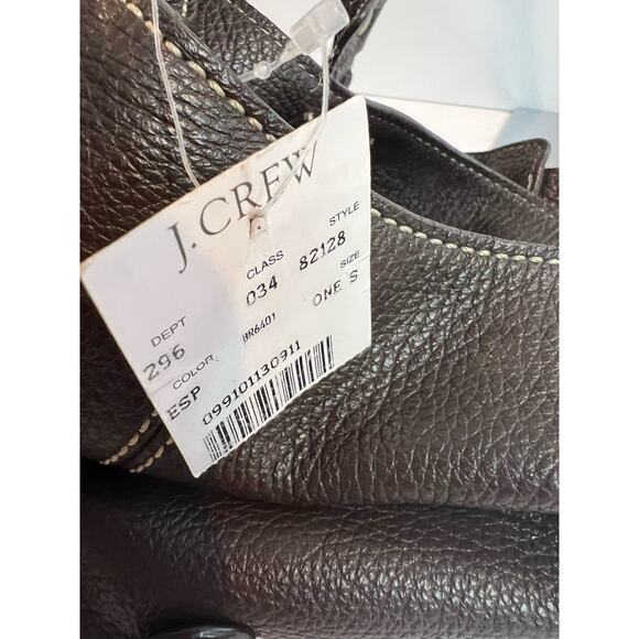 NWT J Crew Collection Brown Pebble Leather Satchel Shoulder Bag Purse - Picture 10 of 11